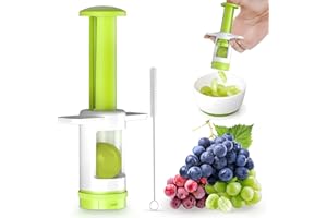 DARSUN Grape Cutter For Kids Toddlers,Grape Slicer for Baby,Stainless Steel kitchen Gadget,Grape Cherry Tomato Slicer for Toddlers for Vegetable Fruit Salad Cake Decoration(Green CrossBlade)