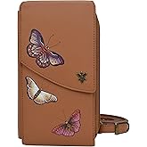 Anuschka Women's Hand-Painted Genuine Vegetable Tanned Leather RFID Blocking Crossbody Phone Wallet
