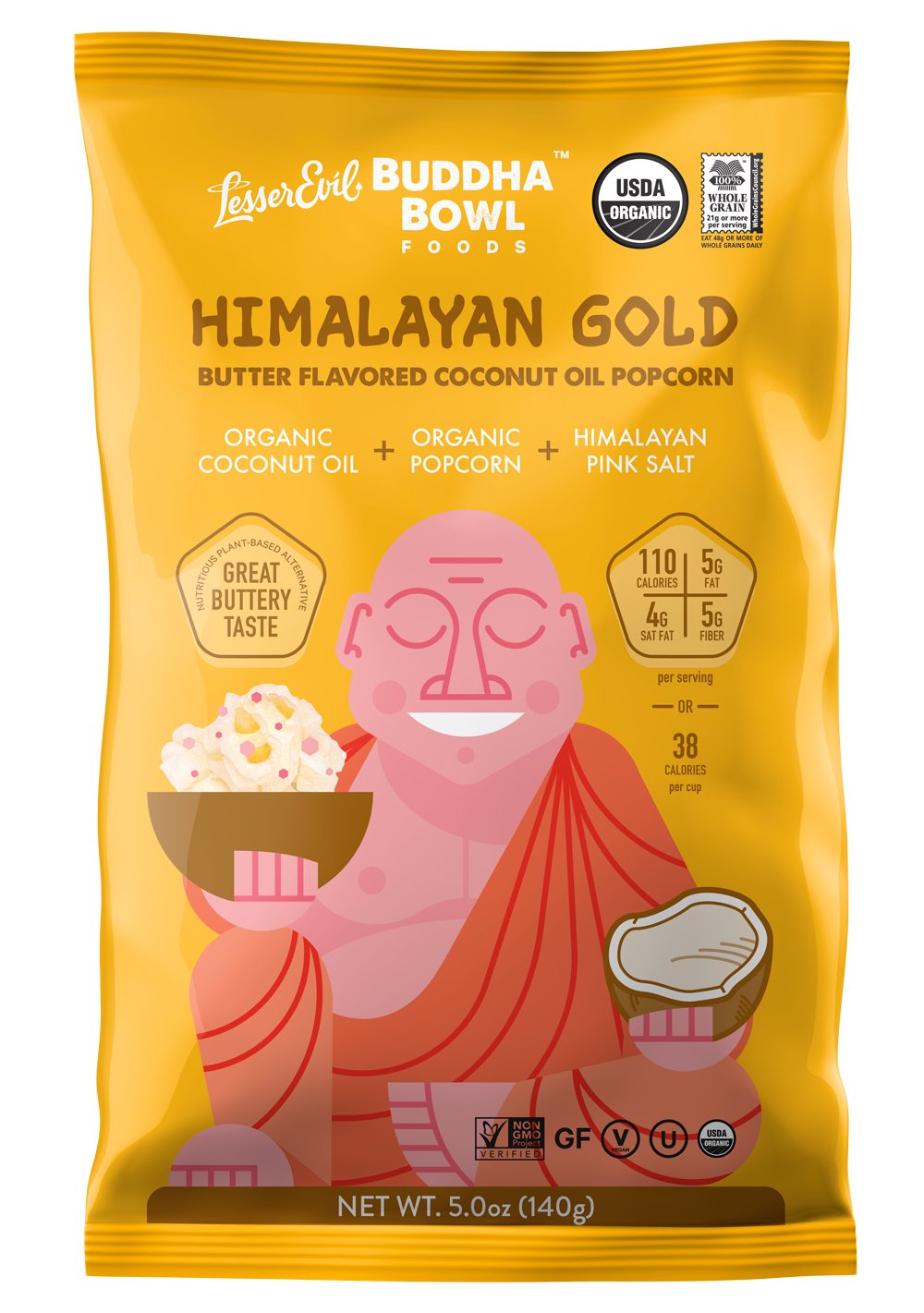 LesserEvil Buddha Bowl Organic Popcorn, AvocadoLicious, 5