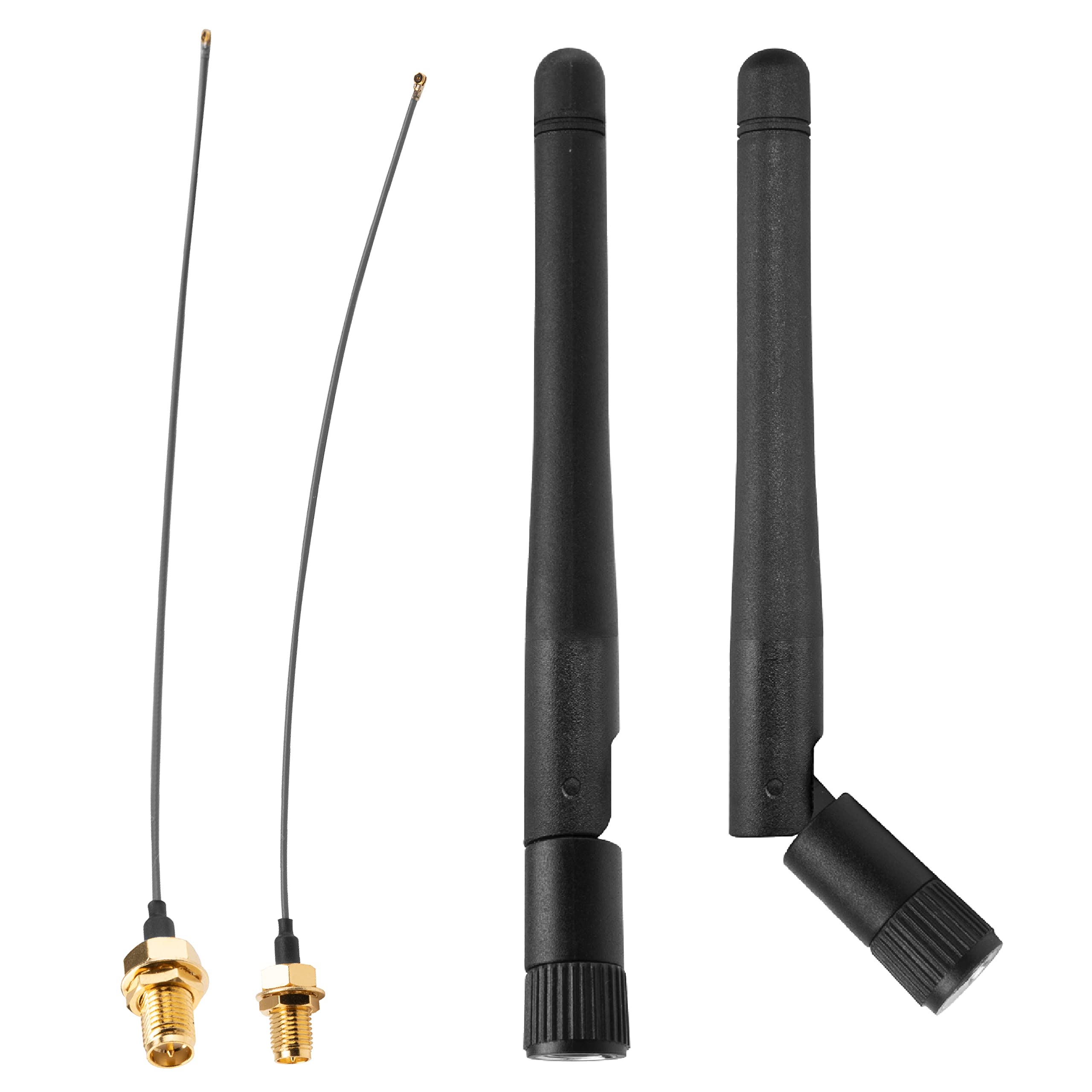 Akasa 2dBi Omni-Directional Tri-Band Wi-Fi Antenna + 15cm I-PEX MHF4L to RP-SMA Female Pigtail Cable, Designed for Wireless network devices, PC Desktop, IP camera, 2 Pcs, A-ATBN-01
