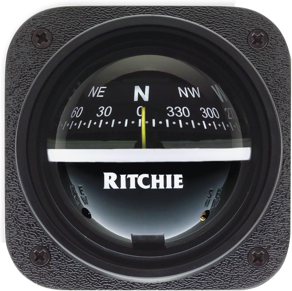 - Ritchie V-537 Explorer Compass - Bulkhead Mount - Black Dial by E.S. Ritchie