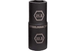 Steelman Pro 1/2-Inch Drive 6-Point Thin Wall 21.5mm x 22.5mm Double Ended Impact Flip Socket, Durable Corrosion-Resistant St