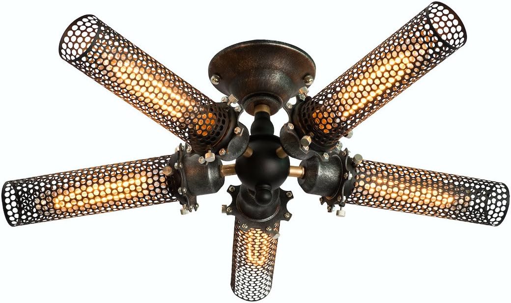 5 Lights Living Room Dining Room Perforated Metal Lampshade Ceiling Light