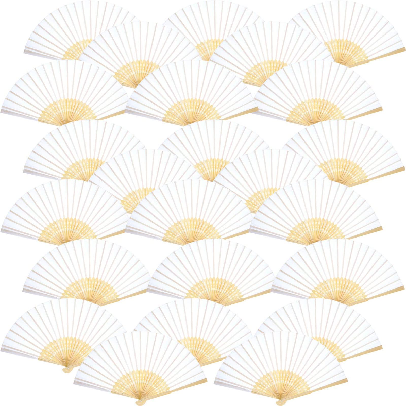 Photo 1 of Bememo 120 Pack 8.3 Inch Chinese Paper Foldable Hand Fan for Women, Paper Silk Bamboo Handheld Decorative for Wedding Bridal Shower Festival Dance Decoration Party Favors DIY (White)