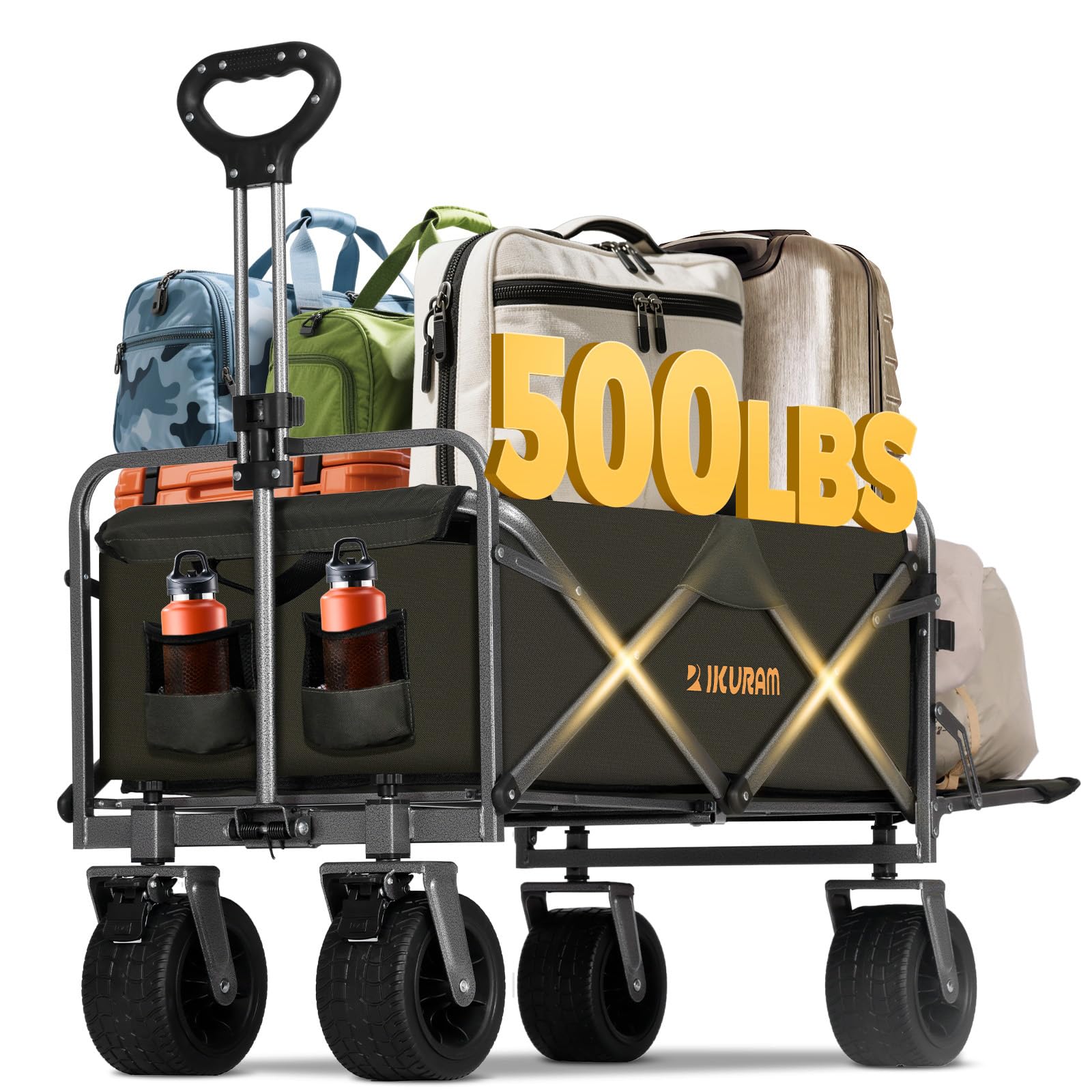 Photo 1 of Collapsible Wagon Cart with Removable Tabletop, 500LBS Folding Wagons with Extended Tailgate, Big All-Terrain Wheels, Heavy Duty Utility Wagon Carts for Beach, Picnic, Grocery, Outdoor