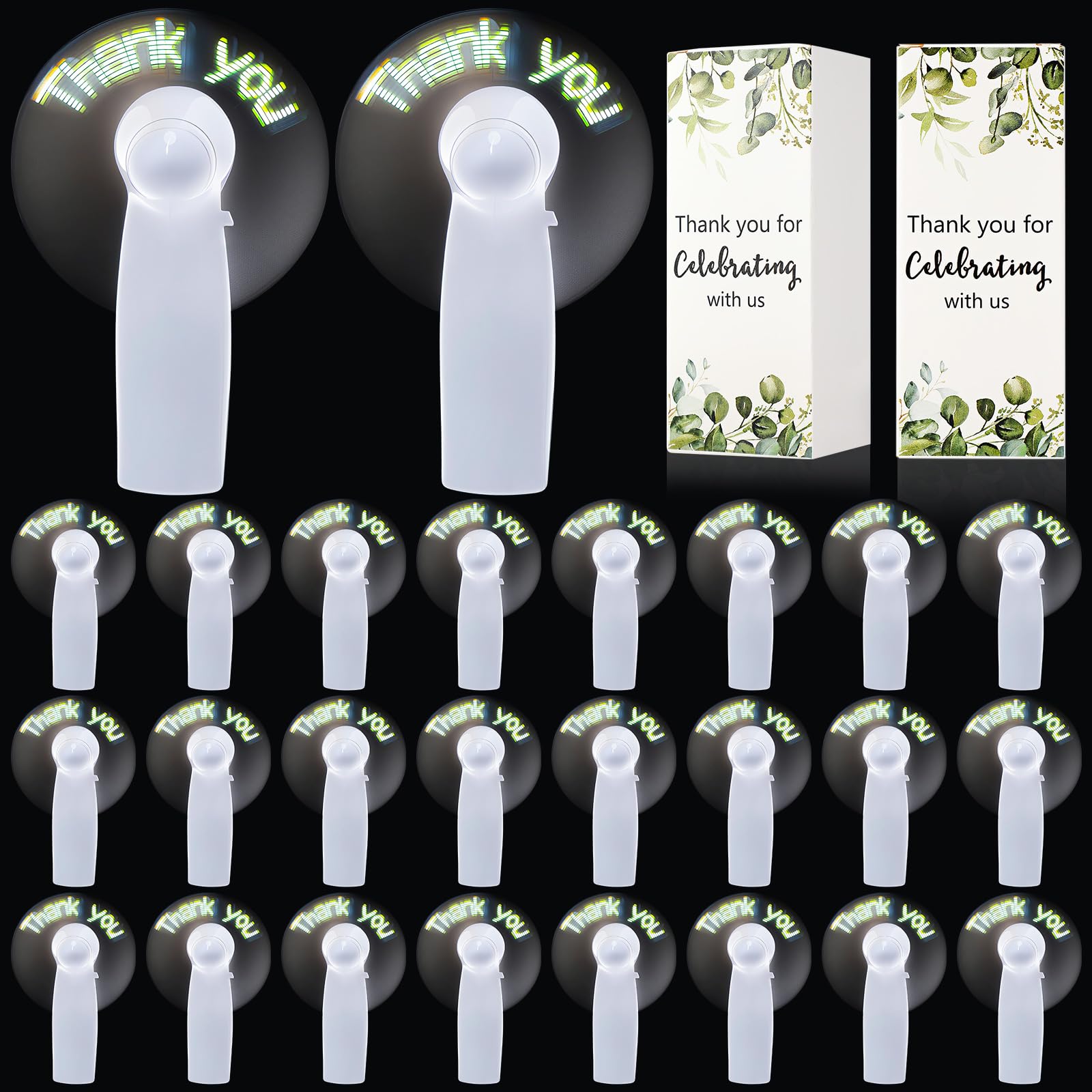 Photo 1 of Retisee 50 Pack Wedding Portable Mini Handheld Battery Powered Fans Gift for Guests Thank You LED Small Personal Fan for Summer Bridal Shower Party Favor, Battery Not Include(Leaf)