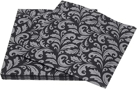 simulinen servilletas desechables para cena decorativas negras y plateadas como tela suaves absorbentes y duraderas 16 0 x 16 0 in paquete de