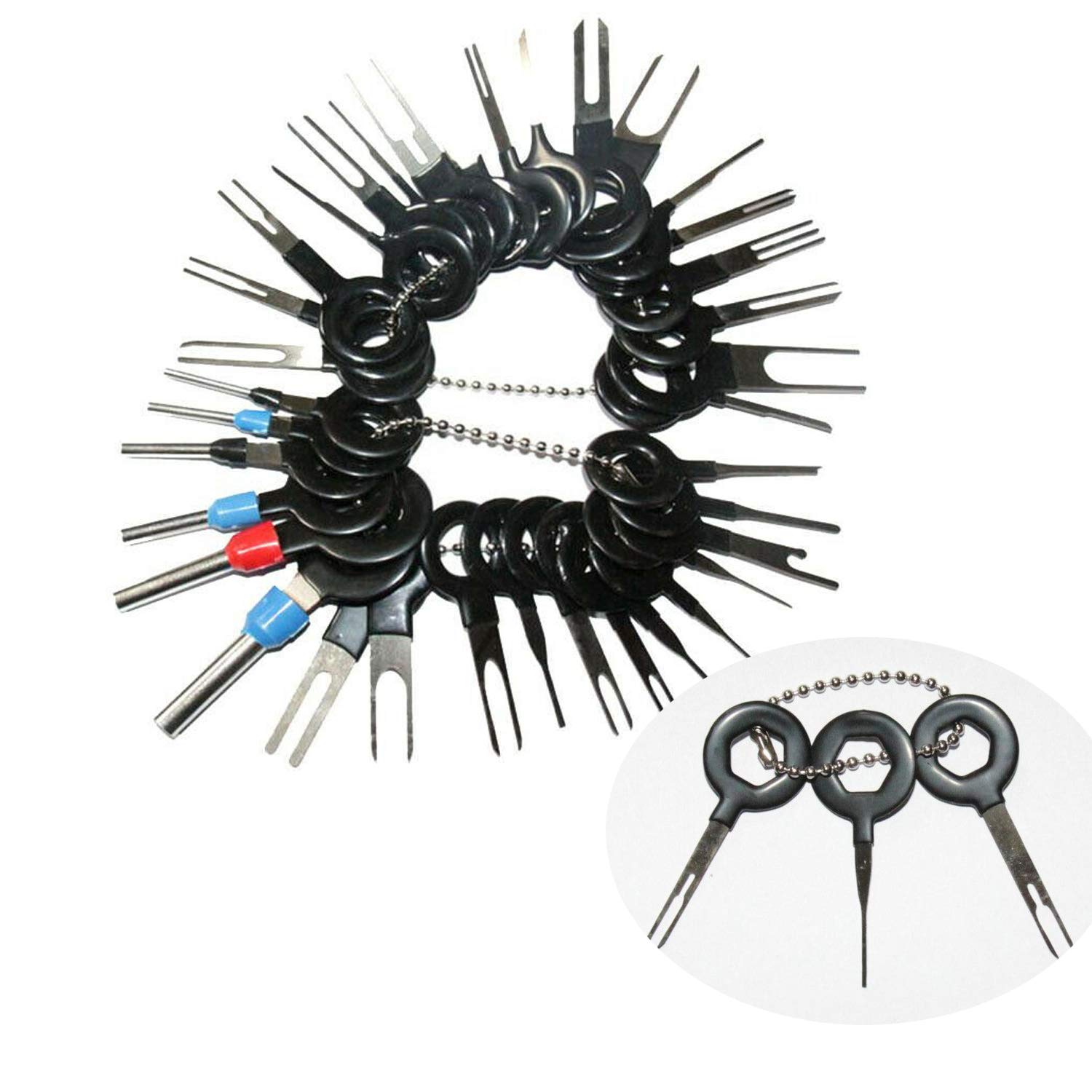 39pcs Pins Terminals Removal Tools, Auto Terminals Removal Key Tool for Car Auto Wire Connector Terminal Pin Extractors Puller Remover Repair Key Tools Set Terminal