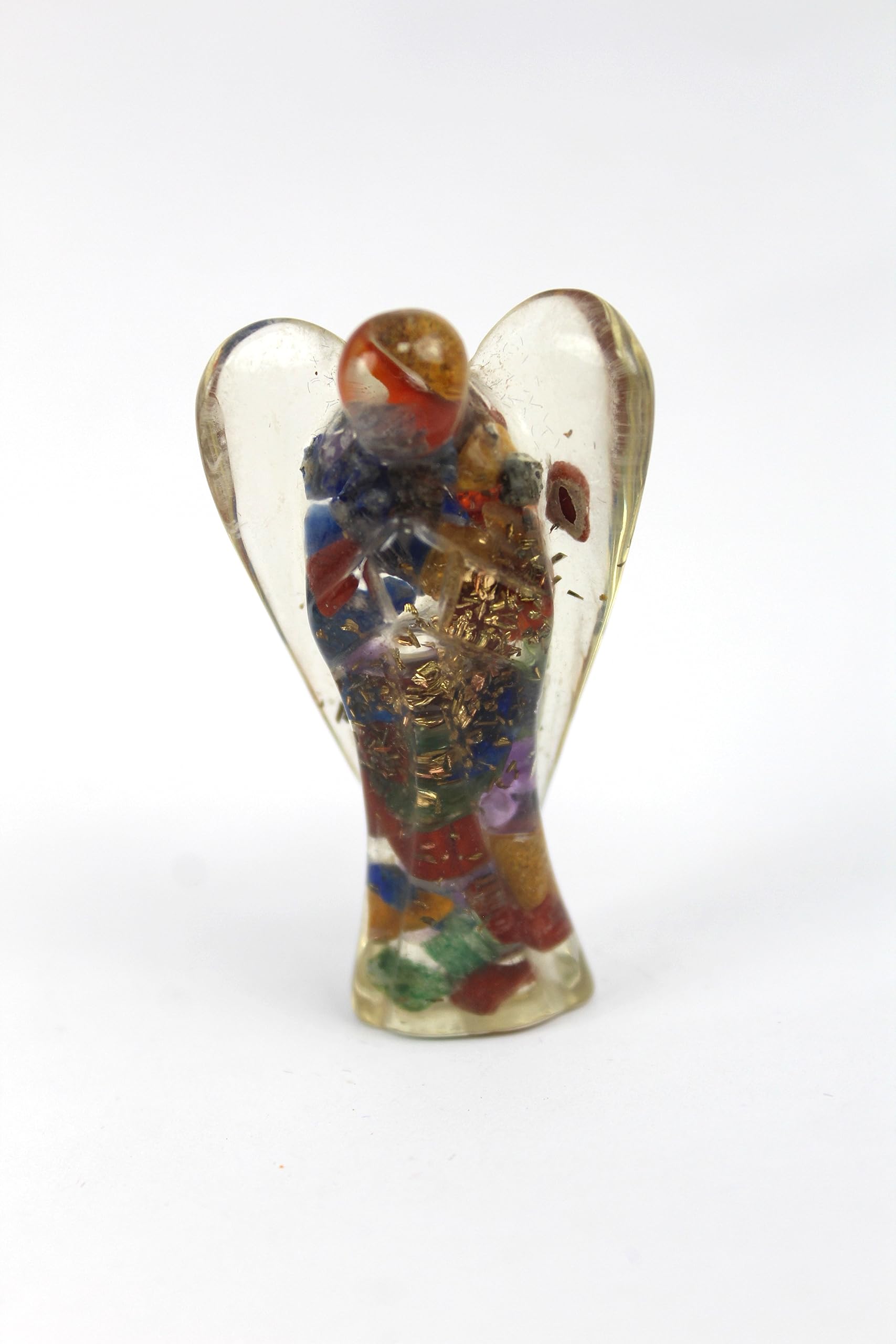 Prajet Energized Orgonite Healing Crystal Orgone Guardian Angel Copper Metal Mix Rare Healing Positive Energy Approx. Size 2 Inch (Mix Chakra Angel Orgone)