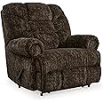 Signature Design by Ashley Movie Man Classic Tufted Velvet Manual Zero Wall Recliner, Dark Brown