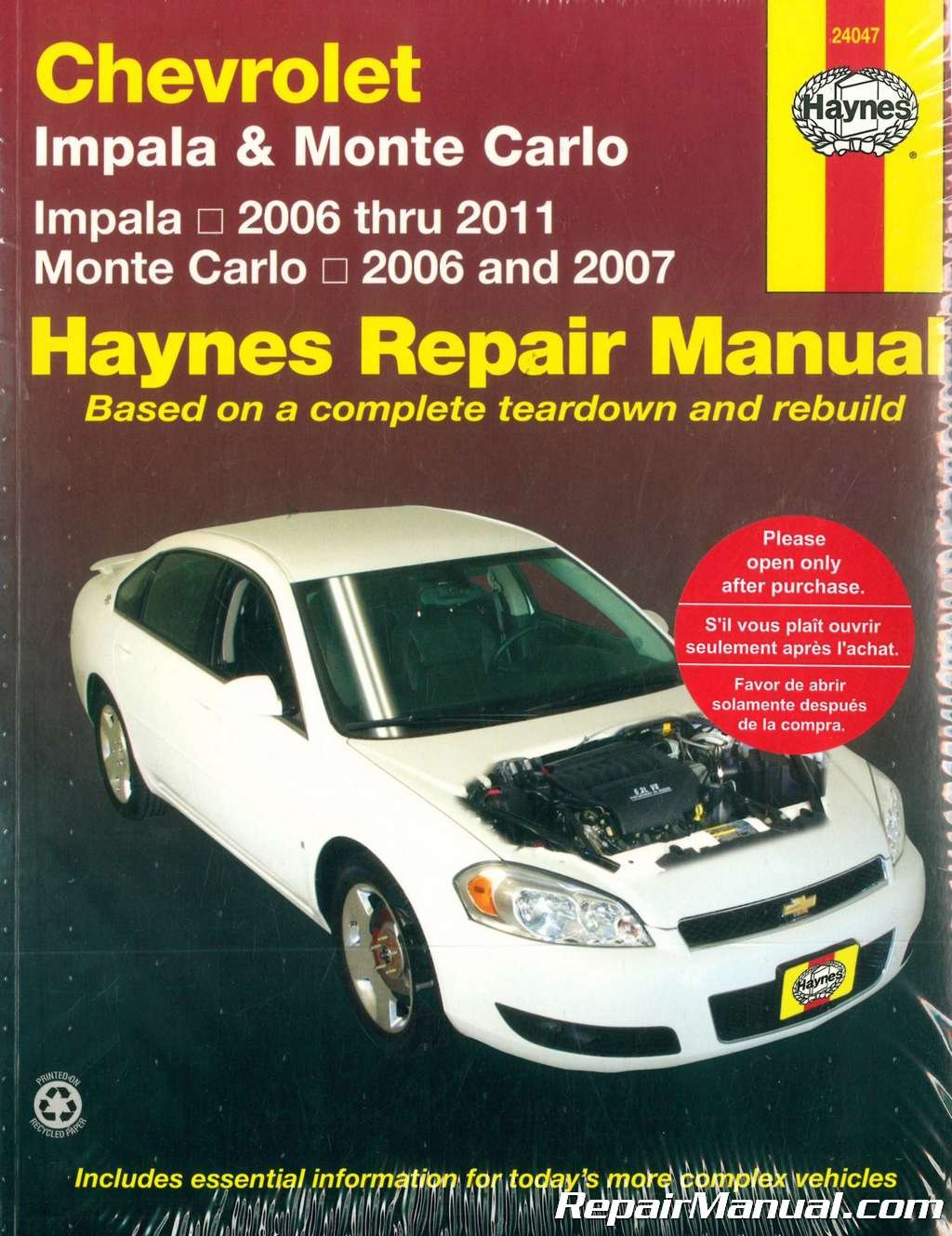 H24047 Haynes Chevrolet Impala Monte Carlo 2006-2011 Auto Repair Manual:  Manufacturer: Amazon.com: Books