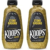 Koops Stone Ground Mustard, Coarse Old Fashioned Sauce, 12 Oz, Pack Of 2 | Rustic Whole Grain Condiment For Sausages Pretzels Sandwiches Charcuterie Roasts Dressings Marinades Grilling Dipping Recipes