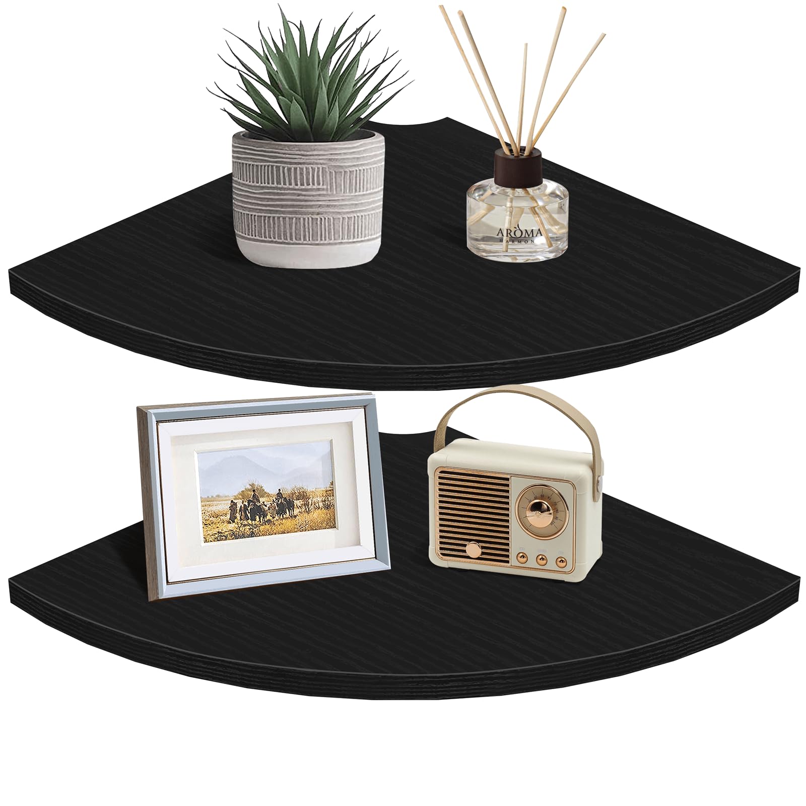 Homode Corner Floating Shelves, 12" Deep Corner Shelves Wall Mounted