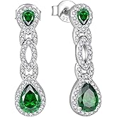 FATACI Women Earrings, 925 Sterling Silver Teardrop Leverback Birthstone Earrings with 5A Cubic Zirconia Jewelry Gifts for Her