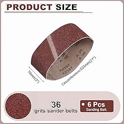 HARFINGTON 3 x 21 Inch Sanding Belts, 6 Pcs 36