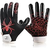 DUFFOBAN Kids Football Gloves, Youth Football Receiver Gloves Excellent Grip with Sticky Silicone, Anti-Slip Elastic Breathable, Best Gift for Boys Girls