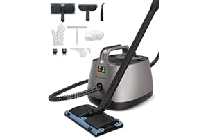 HAWKAM Steam Cleaner with 21 Accessories, Steamer for Cleaning, 5 Minutes Fast Heating, Portable Canister Steamer for Floors, Carpet, Cars, Tiles, Grout Cleaning, Chemical-free, 1.5L Capacity (Guncolor)