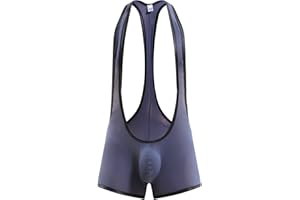 Swbreety Men's One-Piece Mesh Bodysuit Jockstrap Wrestling Singlet Underwear
