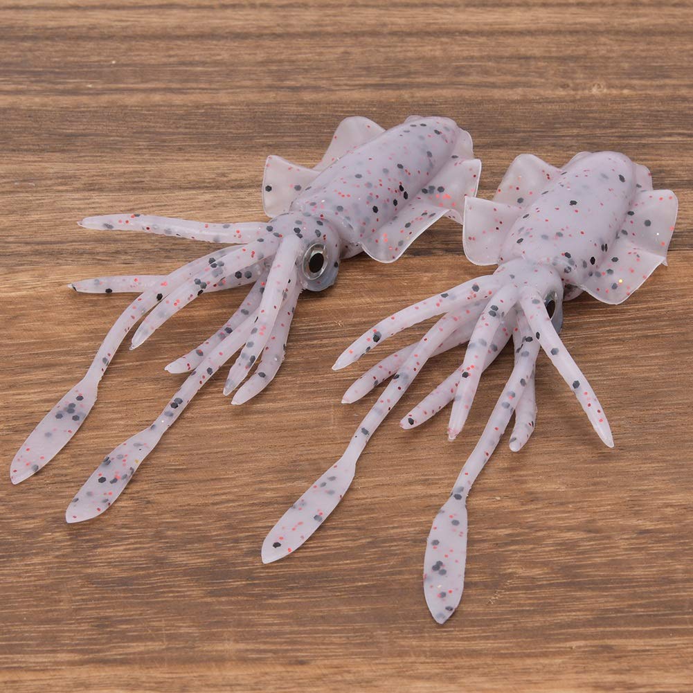 2PCS Plastic Bionic Squid Shape Squid Fish Lure, Red/Gray/Transparent Fishing Tackle, for Sea Fishing Boat Fishing(Large gray)