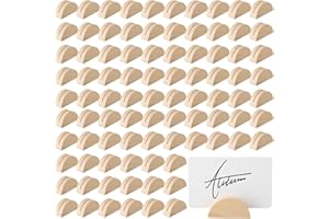 Colingmill 100 Pcs Nature Wood Color Number Stands Indoor Lightweight Wedding Table Name Holder Semicircular Design Place Card Holders Office Tag Photo Menu Clips Banquet Birthday Party Restaurant