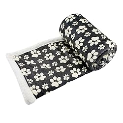 long rich Printed Dog paw Flannel Reverse to Sherpa