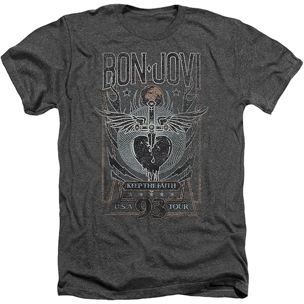 Amazon.com: Bon Jovi T-Shirt Keep The Faith 1993 Tour Front and