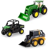 ERTL Iron John Deere Die-Cast Farm Vehicles - 1:64 Scale | Includes Tractor, Gator, And Skid Steer, Officially Licensed, Collectible Display Box, 3-Inch Farm Vehicles, Ages 3 Years+