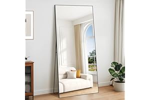 KOCUUY Black Full Length Mirror 76" x 34", Extra Large Full Body Mirror Free Standing,Oversized Metal Framed Leaning Against 