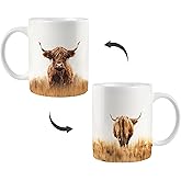 JRTW Western Highland Cow Mug, Farmhouse Rustic Western Cows Coffee Cups Ceramic, Cow Lovers Gifts Coffee Mug Cup for Women Men