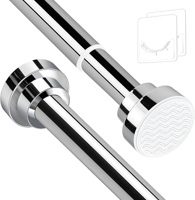 KIAMXNE Stainless Steel Extendable Shower Curtain Rod 130-193cm with 2 Holders