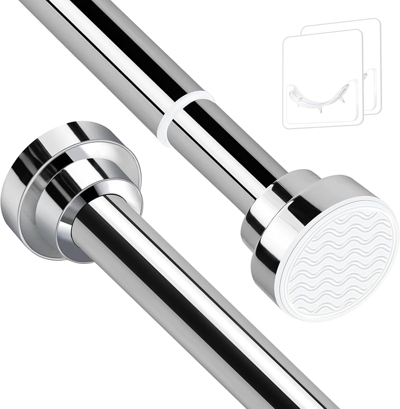KIAMXNE Stainless Steel Extendable Shower Curtain Rod 130-193cm with 2 Holders