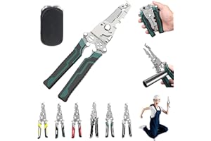 RANDJ 18 in 1 Foldable Wire Stripper, 2025 Upgraded Multifunctional Foldable Professional Wire Strippers, Multifunctional Wire Stripper Crimper Cable Cutter Pliers, Wire Strippers Tool (Green)