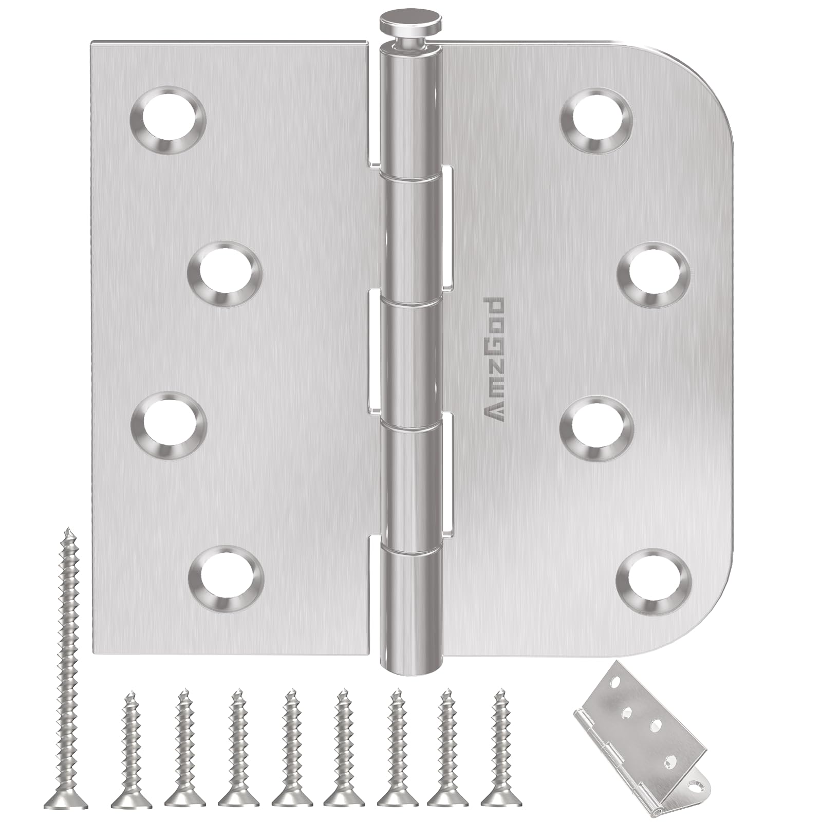 AmzGod 24 Pack Brushed Nickel Door Hinges, 4 Inch