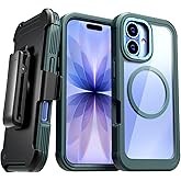 Designed for iPhone 17 Case with Belt Clip Holster, Kickstand Slim Cover Compatible with Magsafe Chargers - Phone Case for iPhone 17 - Green