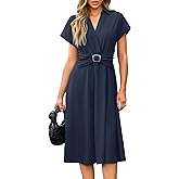 Newshows Womens Wear to Work Teacher Business Casual Dress Funeral Midi Dresses Button Down Office Clothes with Pockets