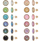 JMTOBETOP Stainless Steel Round Druzy Multi Colored Stud Earring Set for Men Women Surgical Steel Faux Druzy Stud Earrings 12 Pairs