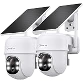 Cinnado 2K Solar Wireless Outdoor Cameras for Home Security White B6 2Pack | 2.4Ghz Wi-Fi Security Camera with Auto Tracking for Farms/Garages, AI Detection, Spotlight Color Night Vision, Instant Alerts