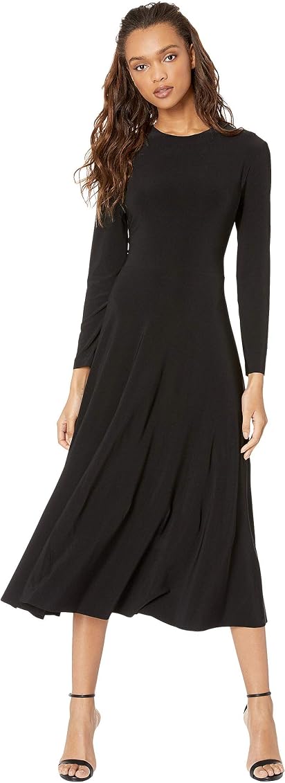 Norma Kamali Long Sleeve Flared Dress 