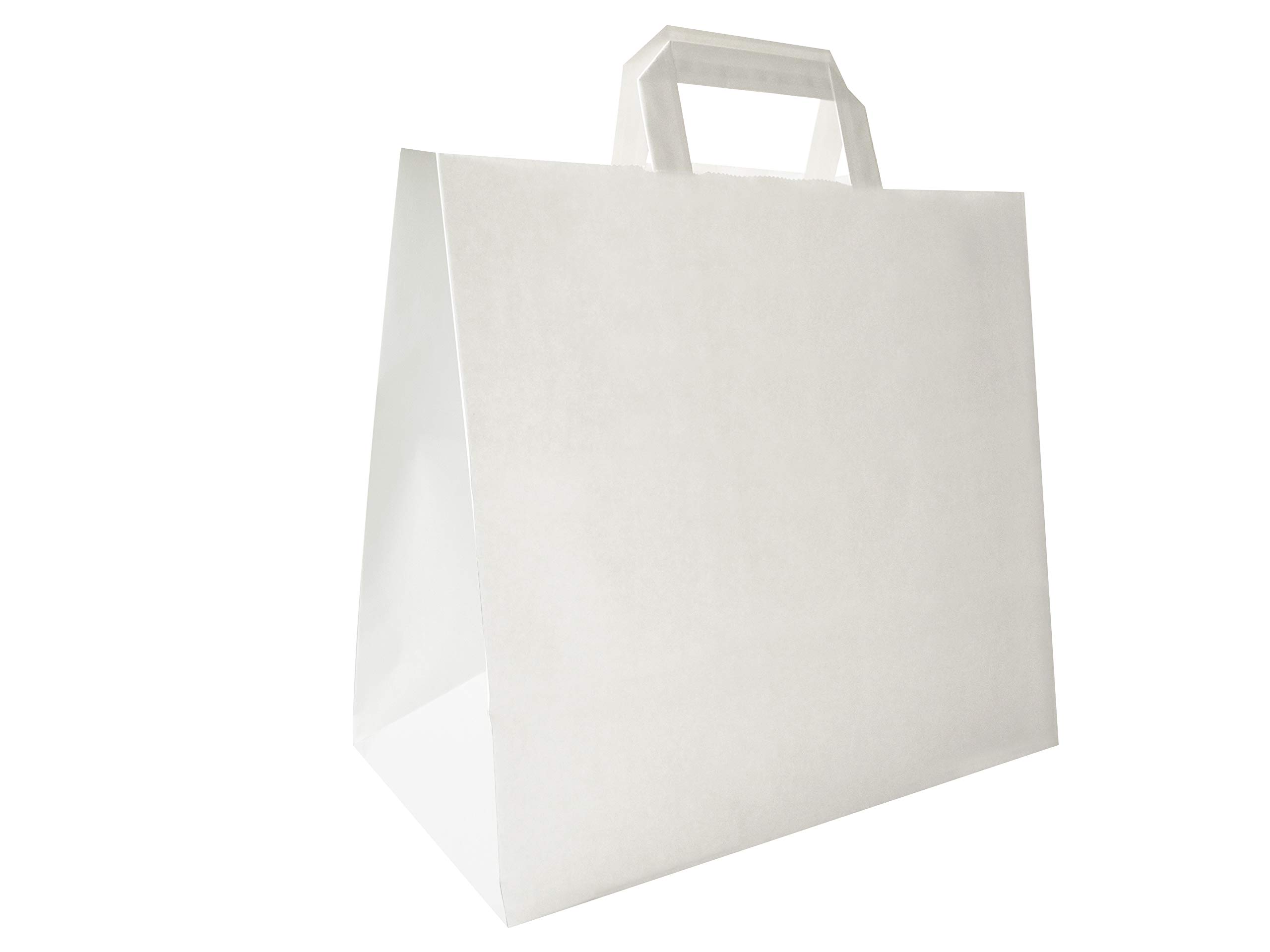 Carte Dozio - Shopping Bag Made of Kraft Paper with Square Base, White, Flat Handle, 32 + 17 x 29 cm, cf. 25 Pieces