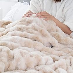BATTILO HOME Large Brown Faux Fur Throw Blanket for