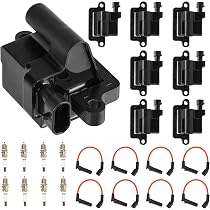 Precision Auto Labs 8-Pack D585 Ignition Coils & Spark Plug Wires For Chevy GMC 4.8 5.3 6.0L - Red