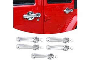 SQQP Exterior Door Handle Accessories, 5Pcs Chrome Cover Inserts for 2007-2018 Jeep Wrangler JKU 4-Door/2008-2012 Jeep Libert