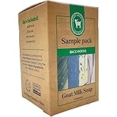 Honey Sweetie Acres Goat Milk Soap Travel Set – 4 Handmade Bars (approx 1.5 oz Each) – Cedarwood, Pine Needle, Sandalwood, Charcoal – Natural Backwoods Scent Collection