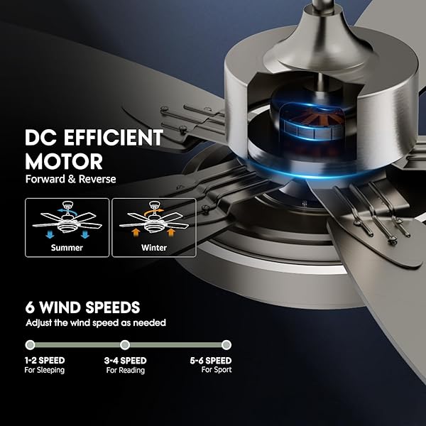 FANBLISS 42 INCH NICKEL CEILING FANS WITH LIGHTS AND REMOTE CONTROL FOR BEDROOM, MODERN CEILING FAN WITH QUIET REVERSIBLE DC MOTOR, 3CCT, DIMMABLE, LED FOR LIVING ROOM, PATIO, INDOOR AND OUTDOOR