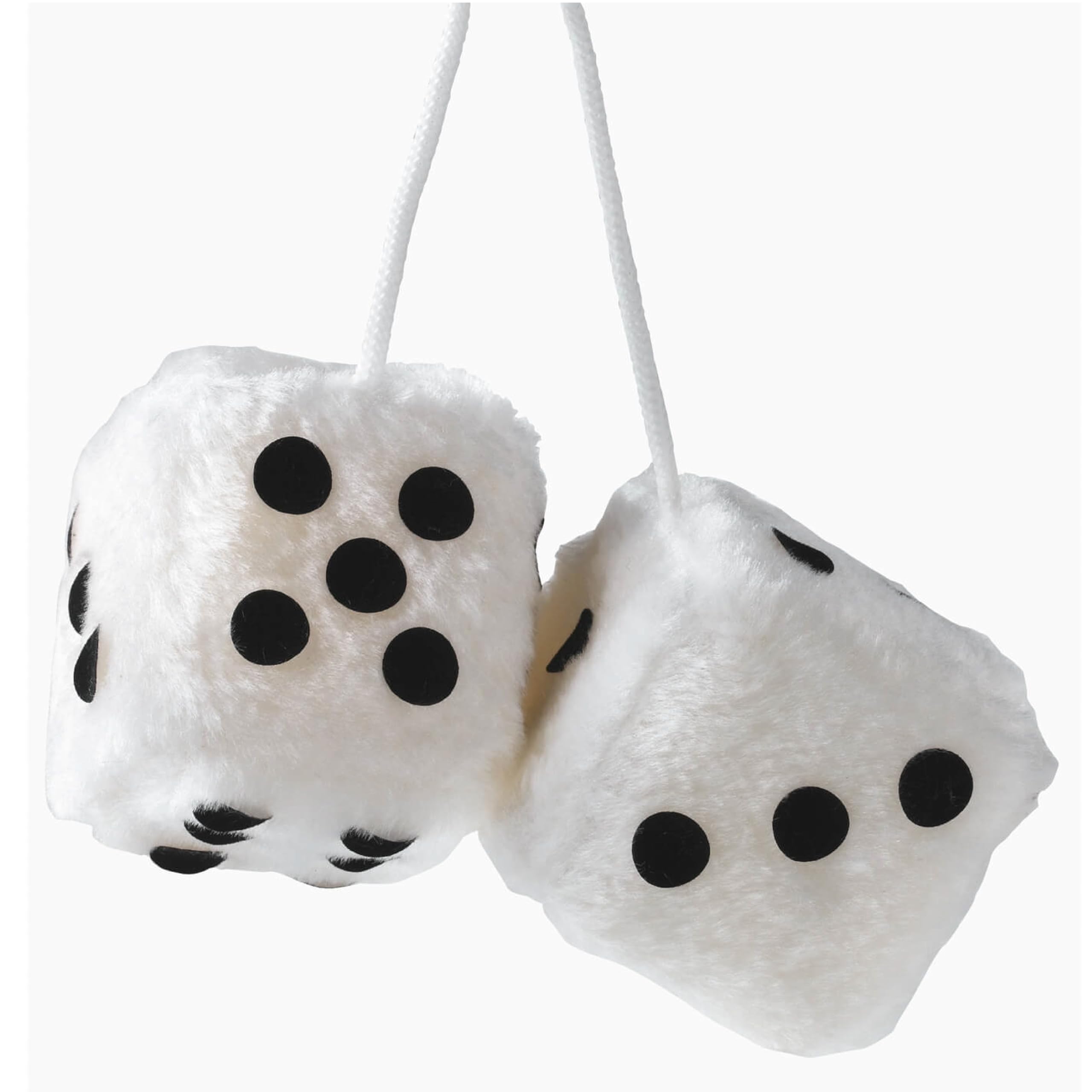 Sumex Branded Home & Car Mirrior Hanging Fluffy Furry Dice (White with Black Spots)