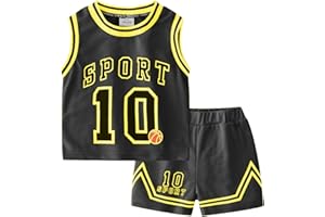 Volunboy Kids Sports Shorts Sets Boys Jerseys Tracksuit 2 Piece Basketball Performance Tank Top and Mesh Shorts Set