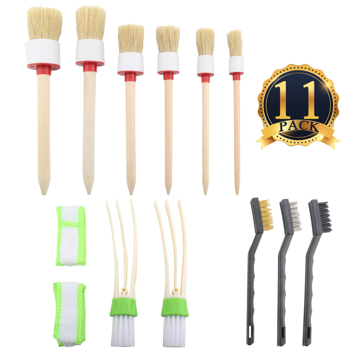 11 Pcs Detailing Brush Kit Exterior Interior Car Motorcycle Automotive