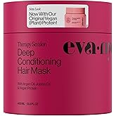 Eva NYC Therapy Session Deep Conditioning Hair Mask with Vegan Protein, Jojoba Oil + Argan Oil - Hydrate, Soften + Repair Hair Strength - Sulfate Free - Warm Vanilla Scent - 13.5 fl oz