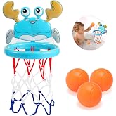 Bath Toys for Toddlers 1-4, Bathtub Basketball Hoop for Kids Toddlers, Water Pool Toys for Baby Toddler Toys Age 1-4, Basketball Hoop Sports Sensory Toys with 3 Hole-Free Balls (Blue Crab)