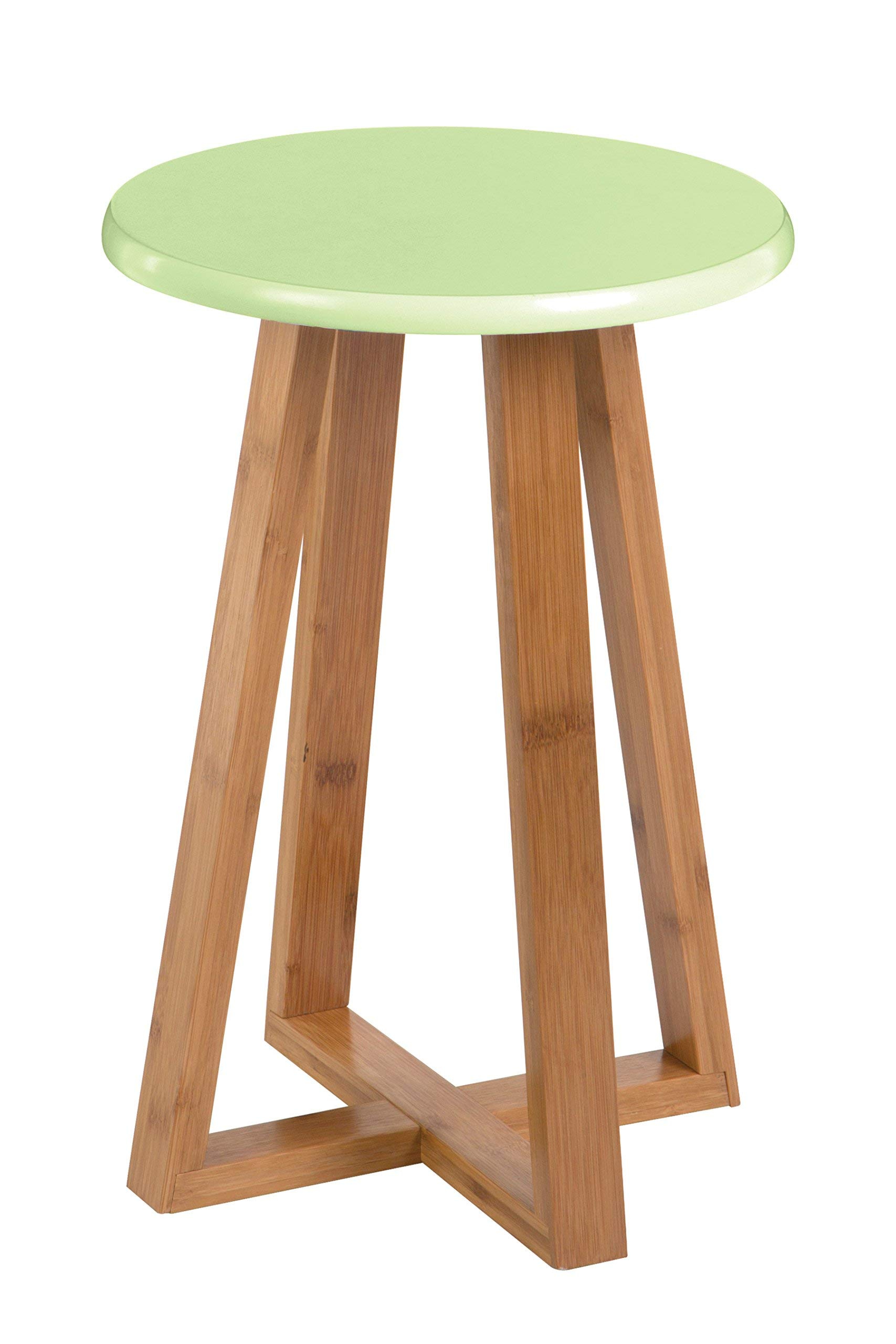 Premier Housewares 2404753 Round Wooden Stool Bamboo Green Finish,43 x 30 x 30 cm